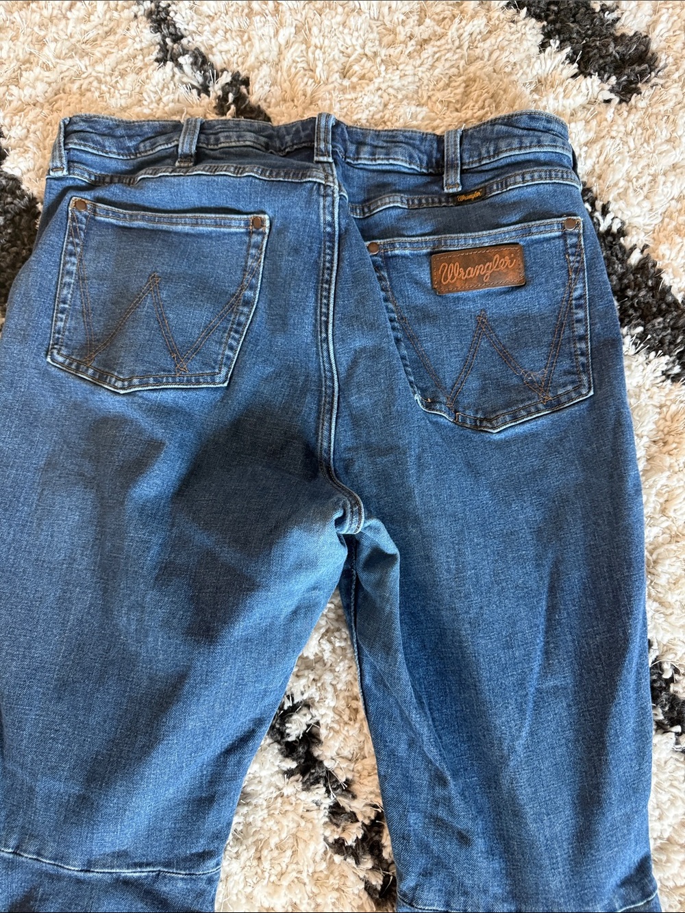 Women's Dark Blue Flared Jeans - Classic Denim Bell Bottoms wrangler - Picture 6 of 6